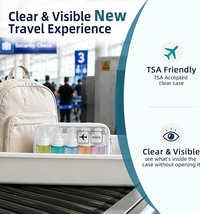 4 Sizes Clear Hard Shell Zipper Case, TSA Accepted Travel Bags | Clear Organizer Bags for Toiletries, Splash-proof Toiletry Containers, Clear Zipper Pouches, Organizer Bags for Toiletries