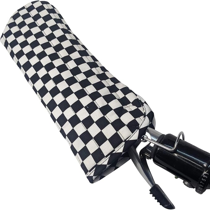 Case/Cover [Heat Resistant] for Curling Irons, Flat Irons or Straighteners, and Styling Irons, Silicone Coated Lining and Quilted Cotton Pouch for Travel, Gym, or Home [Bl Wt Checker]