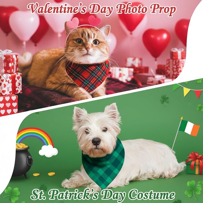 Abbylike 50 Pcs Christmas Plaid Dog Bandanas Bulk Red and Green Gingham Bandanas for Dogs Triangle Kerchief Bib Scarf for Pet Xmas Party Costume Photo Props Accessories, 25 Styles(19.7 x 13.8 x 13.8)