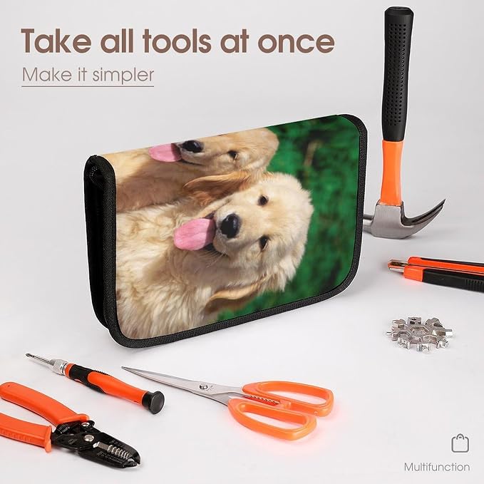Golden Retriever Dogs Puppies Pets Tool Bag Utility Bag Zipper Pouch Portable Small Tool Bags Handheld Screwdriver Pouch Tool Kits Organizer for Travel Home & Workshop Daily Use