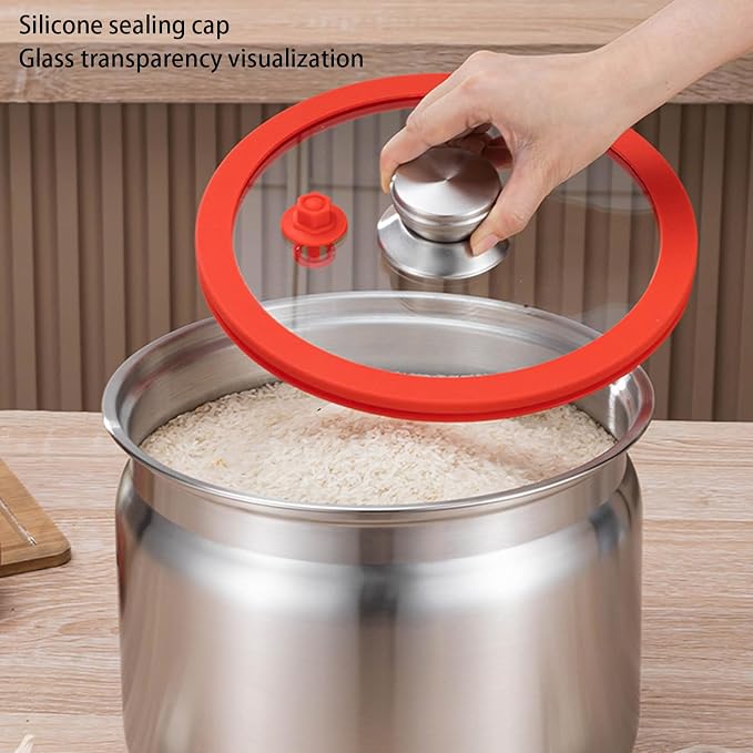 Leakproof Stainless Steel Kitchen Storage Jars Rustproof Large Capacity Airtights Containers for Dry Foods Grains Coffee Airtights Container with Clip