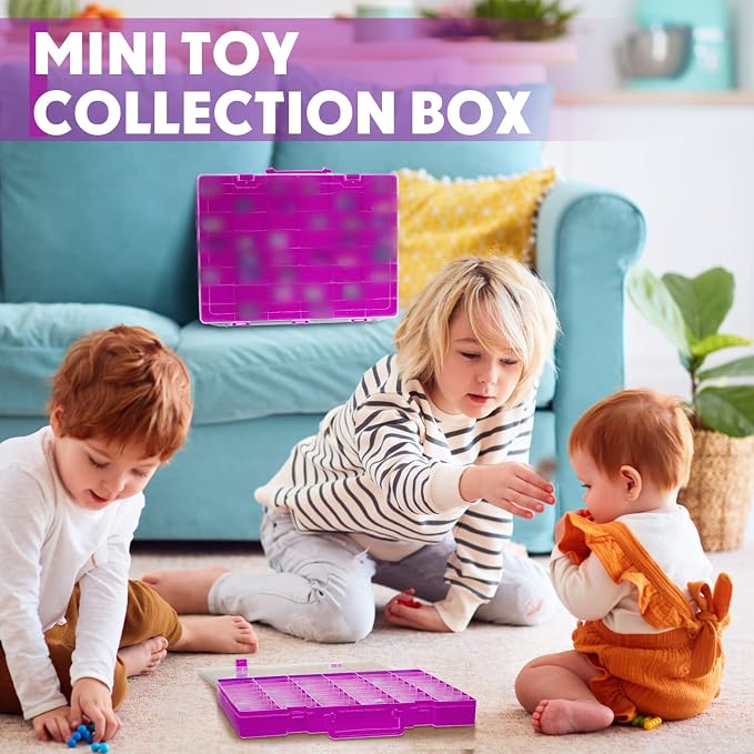 Juexica 2 Pcs 48 Grids Plastic Bead Organizer Box with Divider, Purple