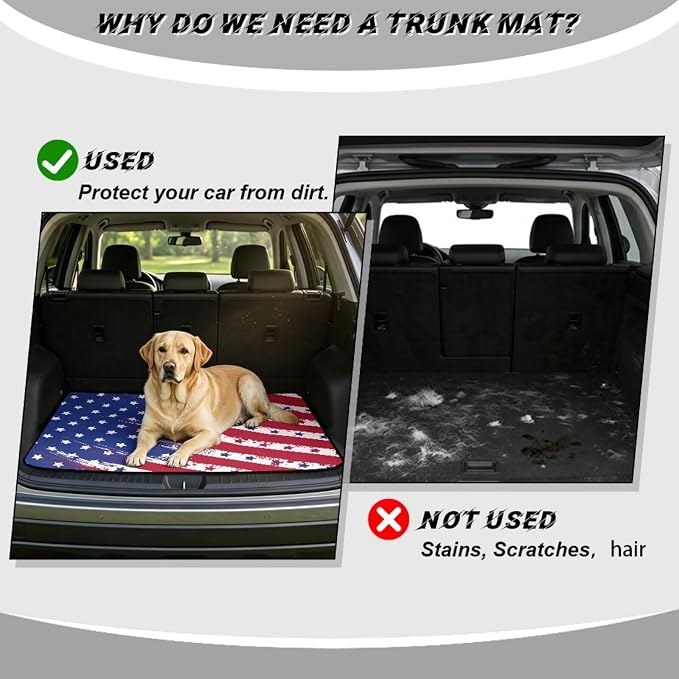 Howilath USA Flag Car Cargo Liner 29"x39" Trunk Mats for Cars, Trunk Liners for Cars Rear Cargo Cover, Universal Fit Vehicle Interior Accessories