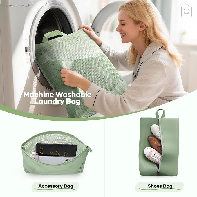 Veken 9/11 Set Compression Packing Cubes Garment Bags for Travel Essentials,Compressible Expandable Luggage Organizer Bags for Clothing,Space Saver Bags with Over 1000 pcs of Mesh Holes(Matcha Green)