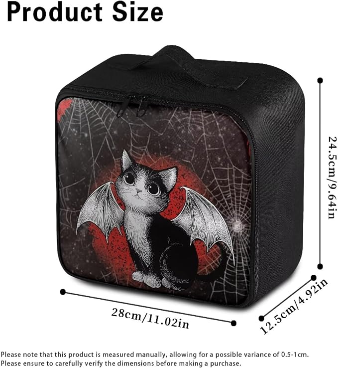 First Aid Kit Bag Empty Gothic Bat Cat Cobweb Emergency Medical Pouch for Hospitals Schools and Home Use Constructed with Tear-Resistant Fabric