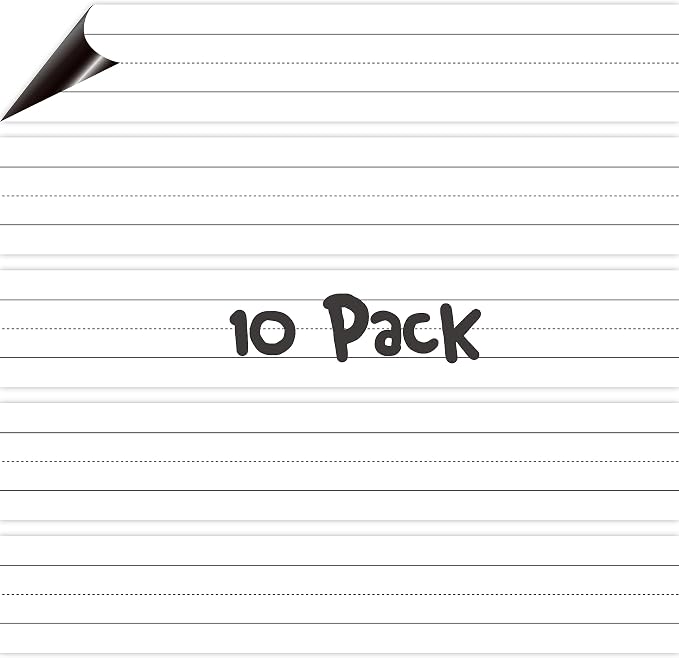 10 Pack Magnetic Sentence Strips, Dry Erase Writing Strip Erasable & Writable Lined Sentence Learning Strip for Classroom Learning Tool School, Office Supplies Whiteboard (17” x 3”)