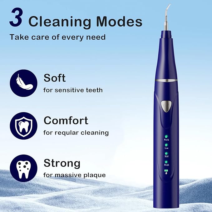 Plaque Remover for Teeth, Pet Ultrasonic Cleaner, Dog Plaque and Tartar Remover with LED Light, Dog Teeth Cleaning Dental Care Kit for Tartar and Stains, Suitable for Dogs and Cats (Blue)