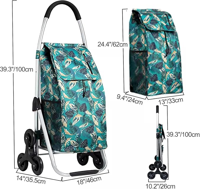 Shopping Carts for Groceries Rolling Utility Cart, Waterproof Removable Canvas Bag for Laundry Grocery, Shopping, Baggage, Picnic(H)