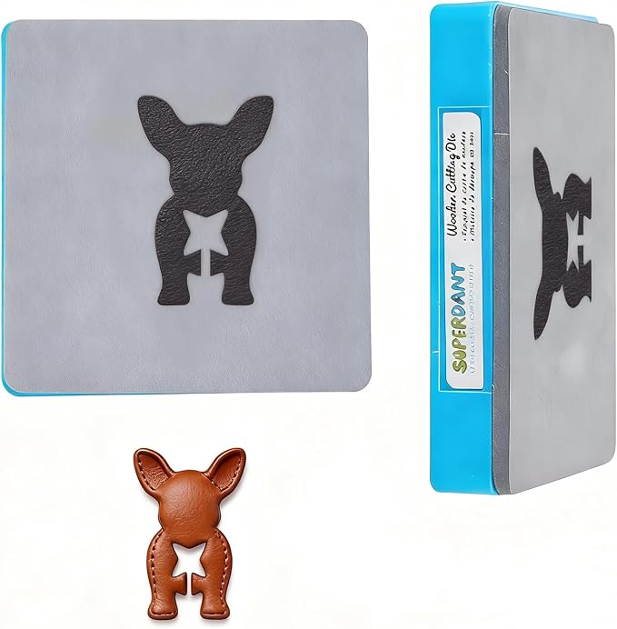 SUPERDANT Bread Bag Clip Leather Die Dog Shape Wooden Die Cutter Animal Leathers Cutting Dies DIY Art Crafts Leathers Craft Punch Tool for Men Women Leather Making for Handmade Lover Gifts