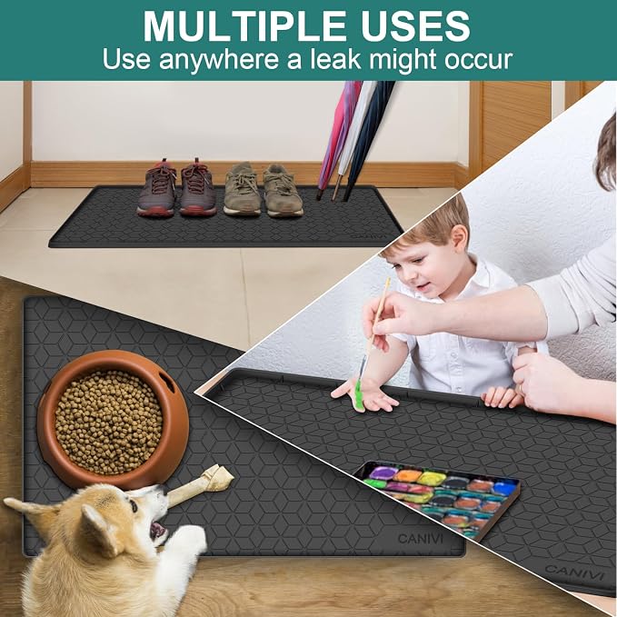 Under Sink Mat, 28"x22" Waterproof Tray for Cabinet, Holds 3 Gal | Silicone, Fits 36 inch Standard Cabinet,Leakproof & Easy Clean, Ideal for Kitchen & Laundry, Protects Shelf from Water Damage