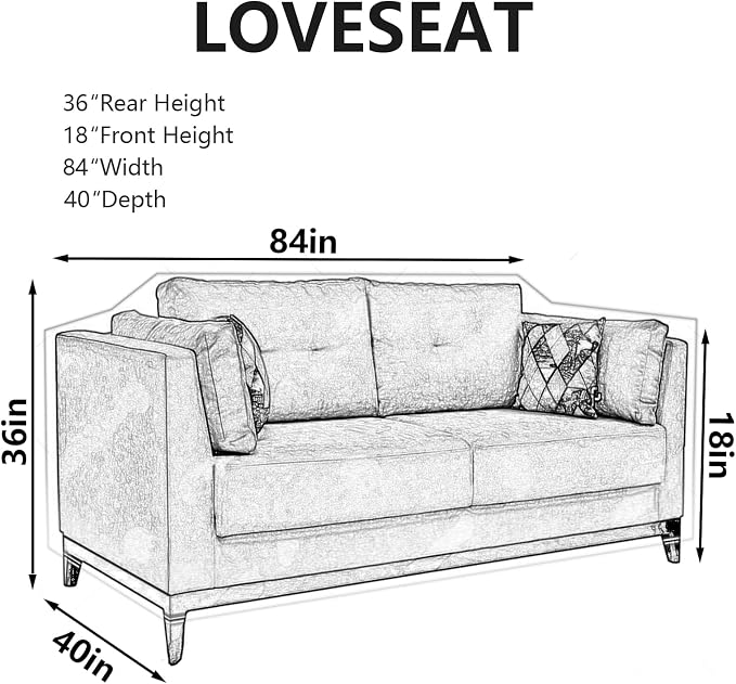 Wokire Plastic Loveseat Cover - 84" W x 40" D x 36" RH x 18" FH - Heavy Duty Vinyl, Waterproof, Slipover - Protects Pets Scratches