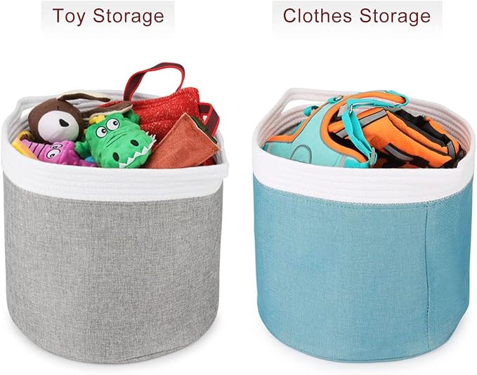 Personalized Dog Toy Storage Basket Bin - Collapsible Customized Pet's Name Round Storage, Box Organizer for Dog Toys、Clothing、Apparel & Accessories (Yellow+Khaki)