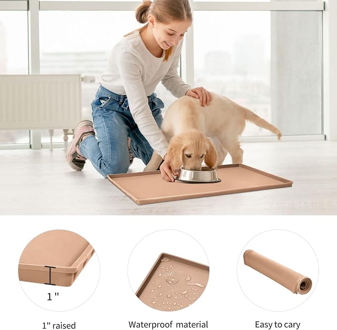 Silicone Dog Food Mat Waterproof Pet Feeding Tray for Large Dogs