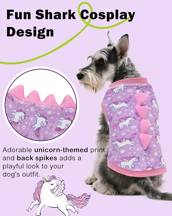 CuteBone Dinosaur Costume Dog Shirt, Stretchy Velvet T-Shirt Clothes for Small Dogs, Soft & Breathable Pet Tee Outfit Cat Apparel for Daily Wear, Cozy Pullover Design Puppy Fashion COSBX07M