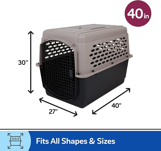 Petmate Vari Dog Kennel, Carrier for Large Dogs, 40in, Taupe and Black | Airline Friendly and Made of Durable Plastic, This Pet Crate Works Great for Home and Travel