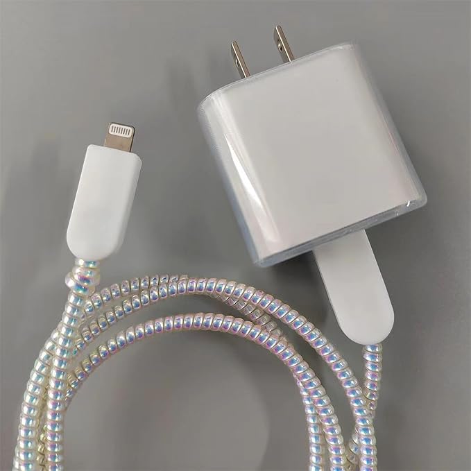 Cute Charger Cord Protector for iPhone Charger,DIY Transparent Charger Cable Protector Wire Saver,Not Yellowing,Soft Phone Cable Protector,Cable Charger Protector for iPad iPhone15 16 17 Pro Max