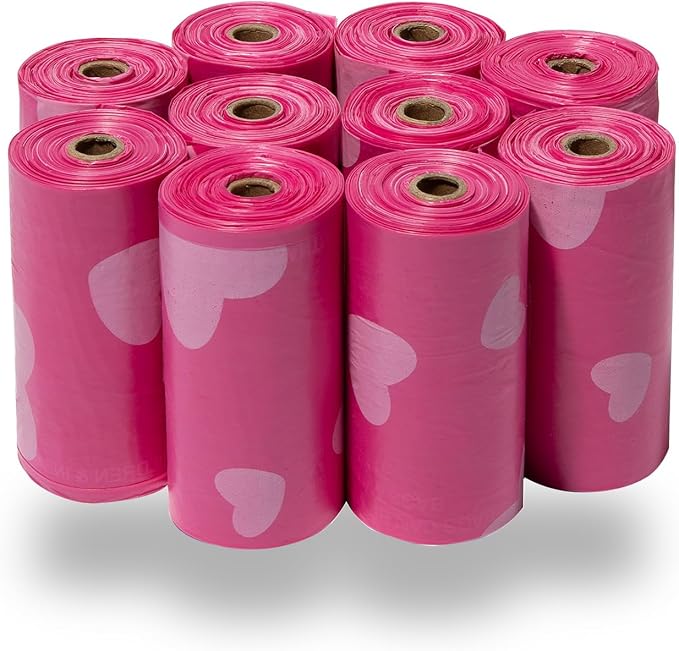 Best Pet Supplies Poop Bags for Dogs - Assorted Colors, 150 Count | Scented, Leak-proof, Easy-Tear perforations, 15 Thick Bags per roll, Outdoor Walking & Travel, Fits Standard Holders