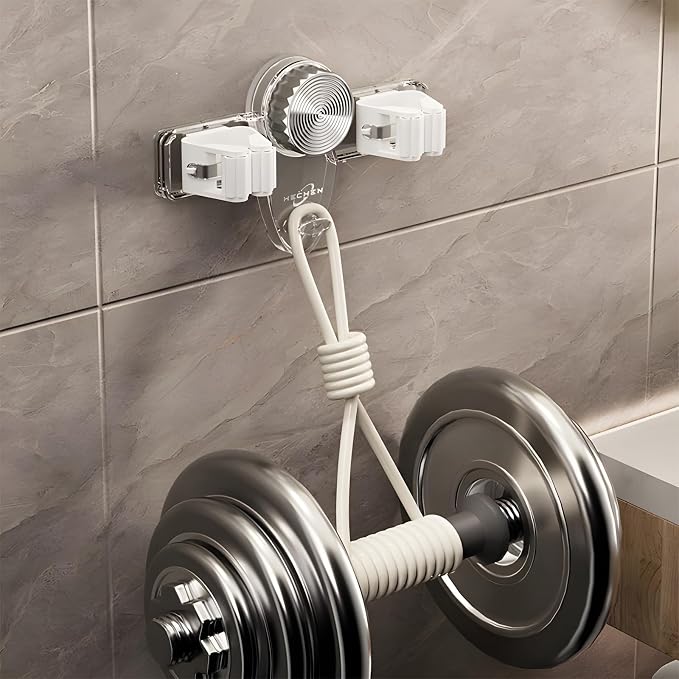 Atlodas Broom Holder Mop Hanger, No punching required Broom Hanger Organizer for Bathroom, Kitchen, Office，Utility Room，Laundry Room,Home Garden, Garage Storage and Organization Rack (white)