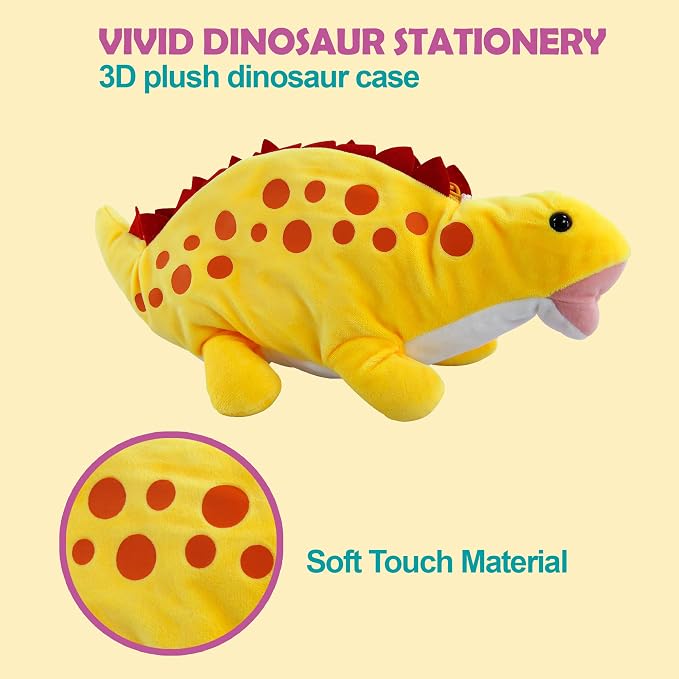 BB FUN HOUSE Pencil Case for Kids, 3D Plush Animal Dog Dinosaur Pencil Pouch Soft Stationery Storage Pen Bag for Girls and Boys School Supplies