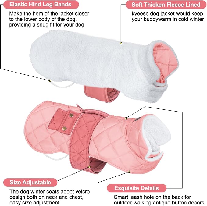 KYEESE Waterproof & Windproof Dog Coat for Small Dogs Puffer Jacket