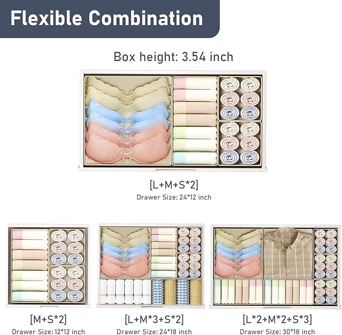 DIMJ Drawer Organizer Clothes 28 Pack - Foldable Baby Organizers and Storage Dresser Organizer for Bedroom, Closet Nursery Organization Dresser Dividers for underwear, Sock, Bra, Belt, Tie