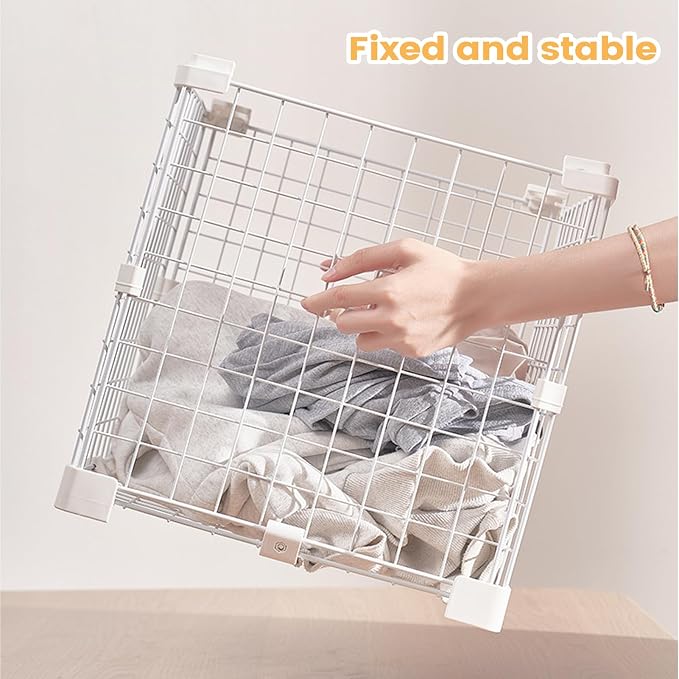 Wire Cube Connectors Multifunction Tight-Fit | Cube Organizer Grid Connectors for Home Dorm Apartment Bedroom Toy Case Animals Crate Closet Organization