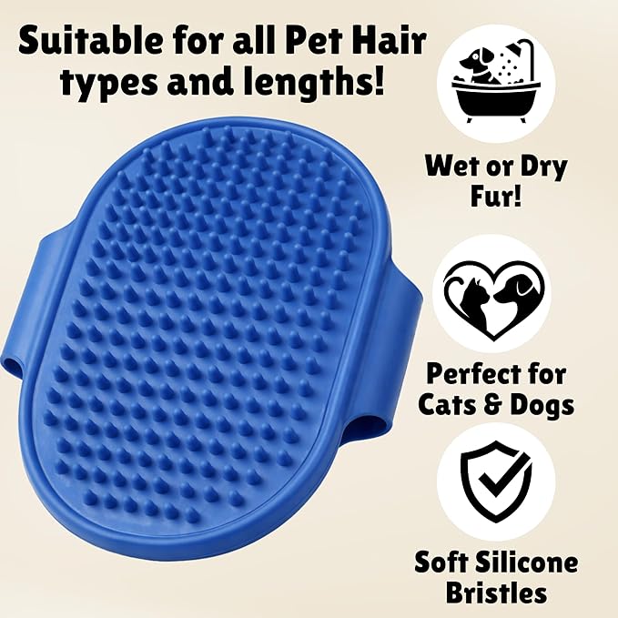 Pet Grooming & Care Kit with Styptic Powder – Dog & Cat Bath Brush, Finger Toothbrush Set, 1oz Pet Nail Stop Bleeding Powder – Complete At-Home Grooming Bundle (5, Multicolor)