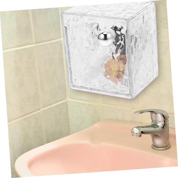 Cabilock Cotton Pads Holder Vanity Organizer Wall-mounted Storage Canister Box Pet Material