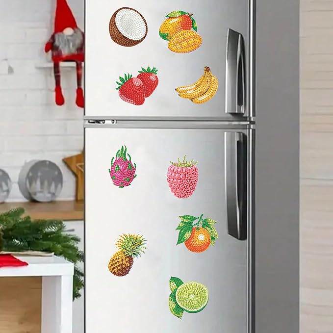 20pcs Fruit 2D Acrylic DIY Diamond Painting Magnets | Fridge Magnets 20 Pieces Kit Durable Magnetic Jewelry Tool Kit Patterned Acrylic DIY Diamond Painting Magnets for Adults