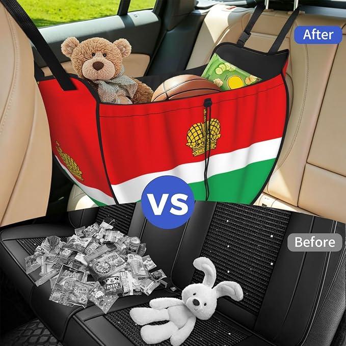 Flag of Kaluga Car Seat Organizer-Backseat Storage Bag for Travel | Waterproof Durable. Holds Snacks Gear Essentials. Fits Most Cars.