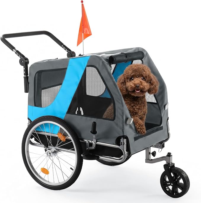 Ktaxon 2-in-1 Pet Bike Trailer, Heavy Duty 132lbs Load Capacity Foldable