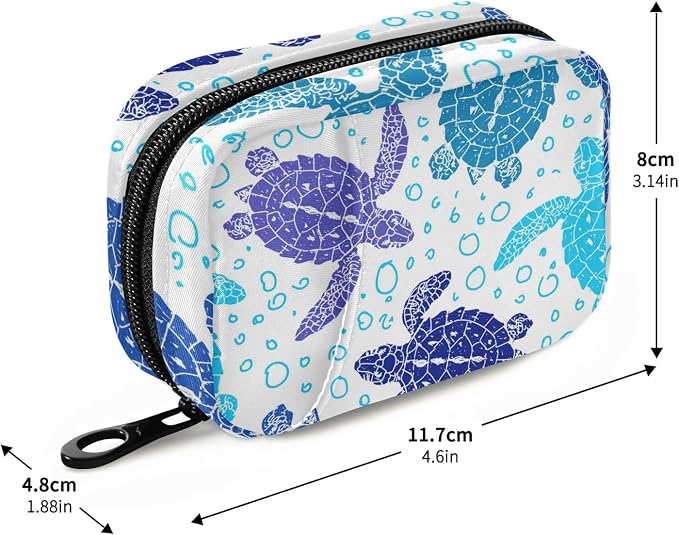 Turtle Ocean Animal Pill Case, Weekly Portable Pill Bag Container 7 Days Cute Pill Box Organizer Vitamin Supplement Holder with Zipper for Travel Family Business