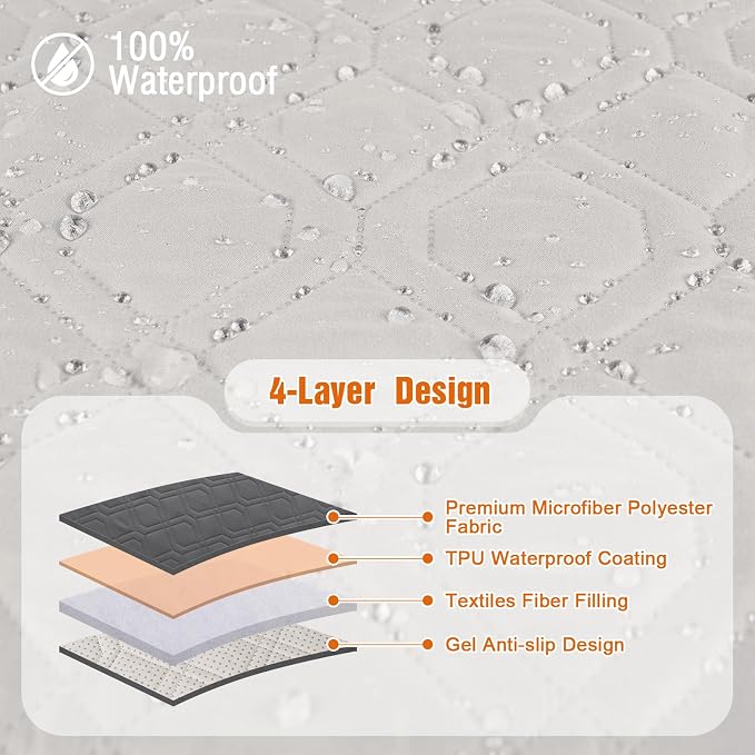 VANSOFY Waterproof Couch Cover for Pets, Off White, 72.4" | Non-Slip, Washable, Utility Pockets, Pet Friendly, Furniture Protector Slipcover for 3 Cushion Plus Couch