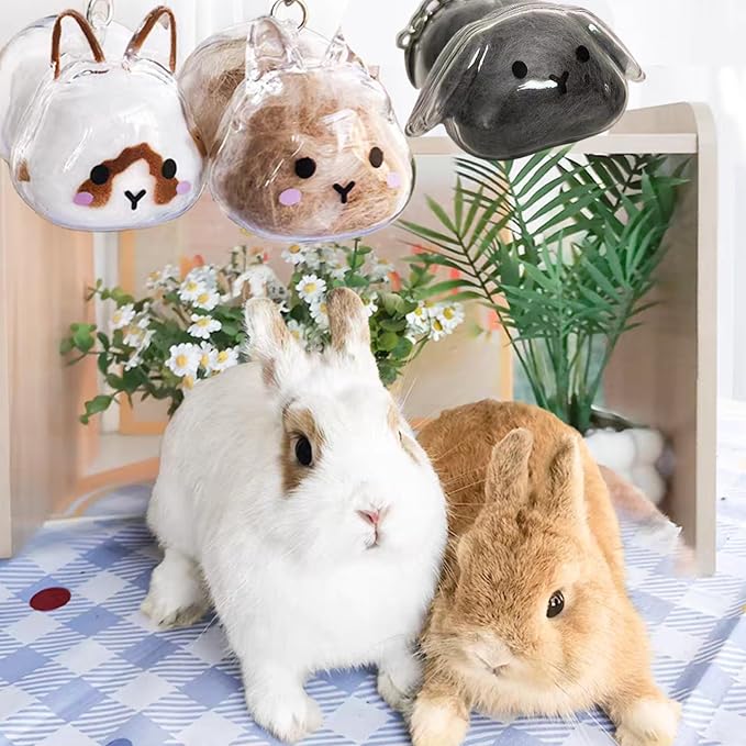 Rabbit Hair Keychain Transparent Pet Fur Keepsake with Tweezer | Portable Rabbit Fur Keychain DIY Pet Hair Memorial Keepsake Bunny Hairs Collector Charm Storage Box, Rabbits Lover Gifts