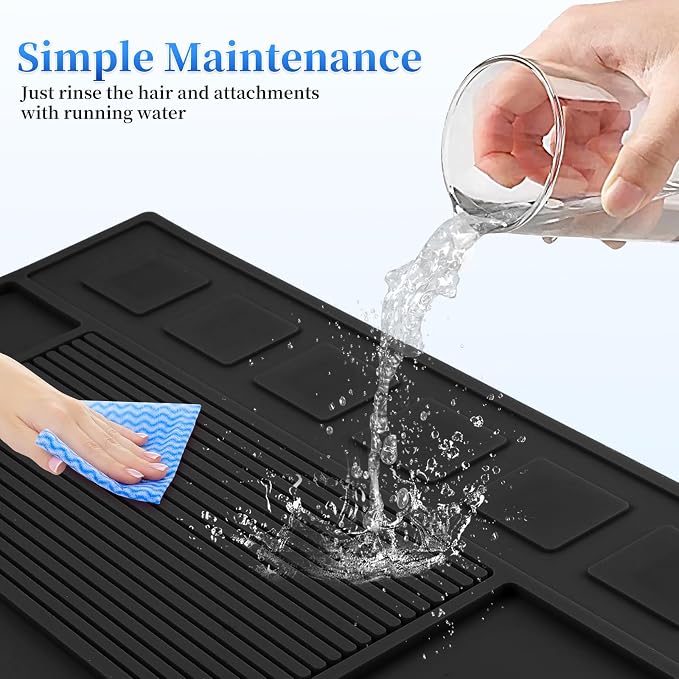 Magnetic Barber Mat for Clippers, Station Organizer with 6 Magnets | Silicone Material, Anti-Slip Surface, Heat-Resistant, Waterproof, Easy Clean, Tool Slots Design, For Barbershop & Salon