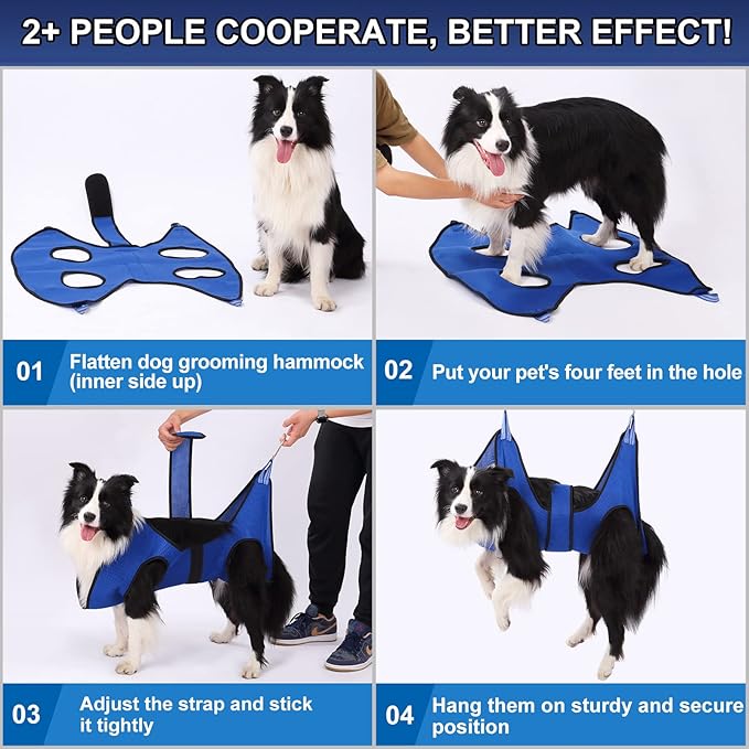 Kkiimatt Dog Grooming Hammock XL Size Hanging Harness for Nail Clipping/Trimming, Dog Hammock for Nail Trim with Clipper, Groomin Sling Holder Hanger Wide Strap Sewed