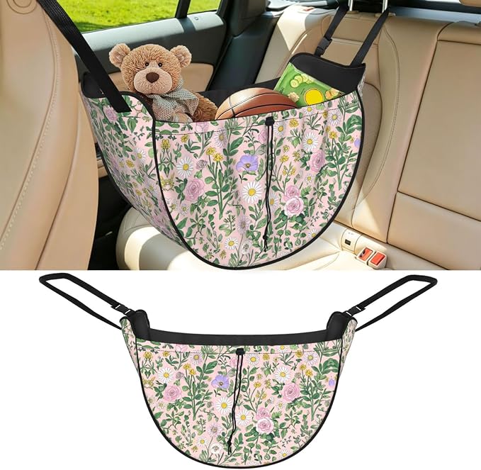 Garden Party Car Seat Organizer-Backseat Storage Bag for Travel | Waterproof Durable. Holds Snacks Gear Essentials. Fits Most Cars.