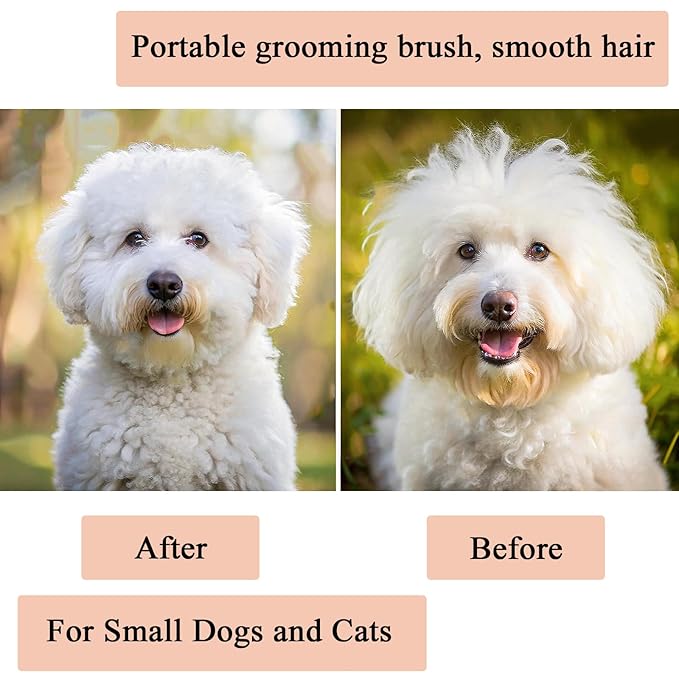 Dog Grooming Brush, Soft Puppy Massage Brush, Pet Hair Bathing Brush Comb, Hangable Grooming Tool for Poodles, Teddy, Yorkies, Maltese, Shih Tzu, Chihuahua (Marble Grain Pink)