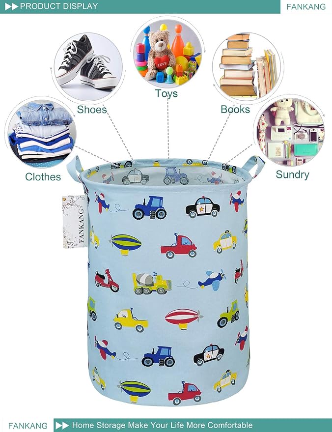 Storage Bin Foldable Nursery Organizer Basket Car | Foldable with Waterproof PE Coating Organizer Bin for Kids Boys and Girls,Office,Bedroom,Clothes