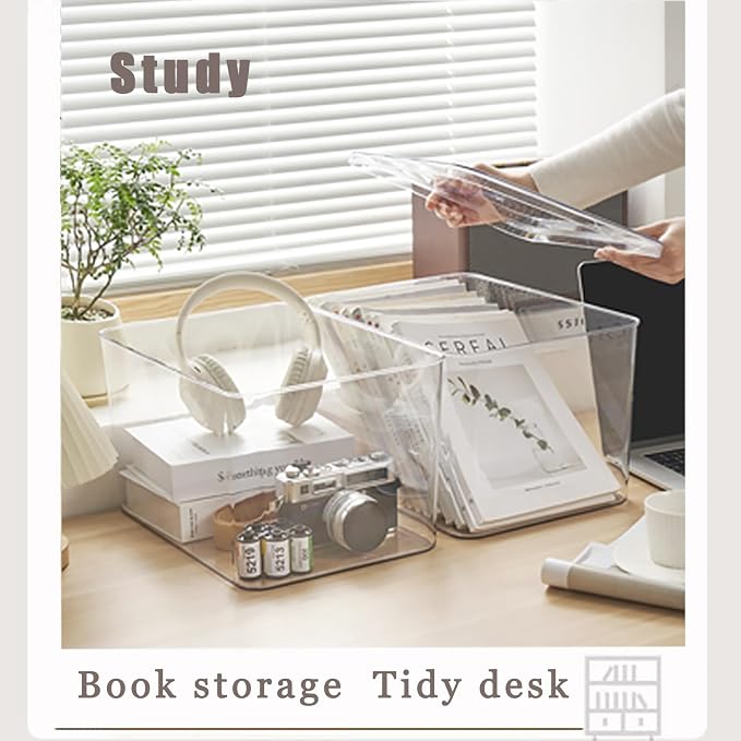 Clear plastic storage bins with LIDS,storage containers for snacks, cosmetics, books, dog food, Storage Organizer for Nursery，Kitchen, Living room,Bedroom, Bathroom, Office (clear, 3XL)