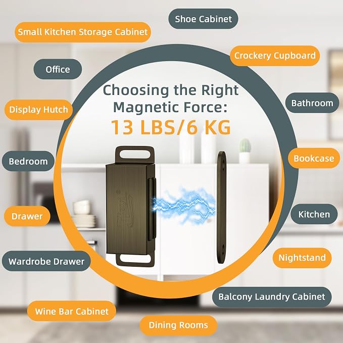 Cabinet Magnetic Catch Jiayi 12 Pack Magnetic Closures for Cabinet Door Magnetic Cabinet Catch RV Drawer Latches and Catches Bronze Magnetic Latch for Kitchen Closet Cupboard Closer