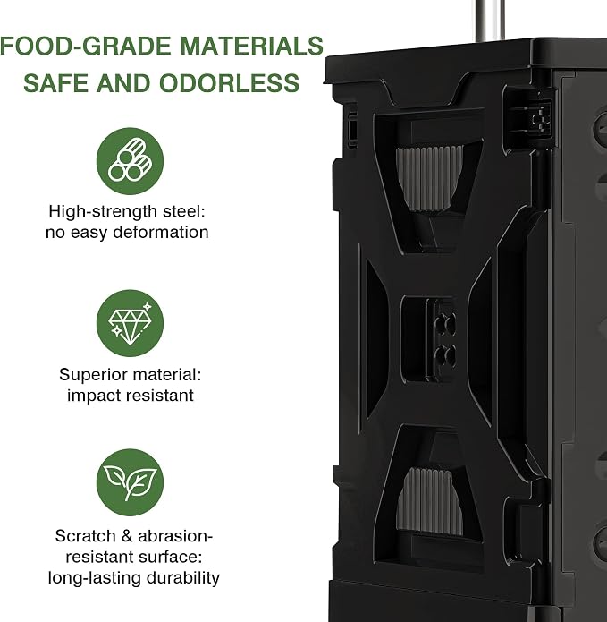 VECELO 23 GAL 2-in-1 Foldable Shopping Cart, Collapsible Utility Cart with Adjustable Handle & 360° Wheels, Dual-Mode Rolling Crate (Basket/Flatbed) for Groceries, Camping, Compact Storage, Black
