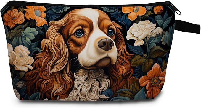 Cavalier King Charles Spaniel Makeup Bag for Women Travel Cosmetic Organizer Bag Teacher Appreciation Gifts Small Zipper Toiletry Bag