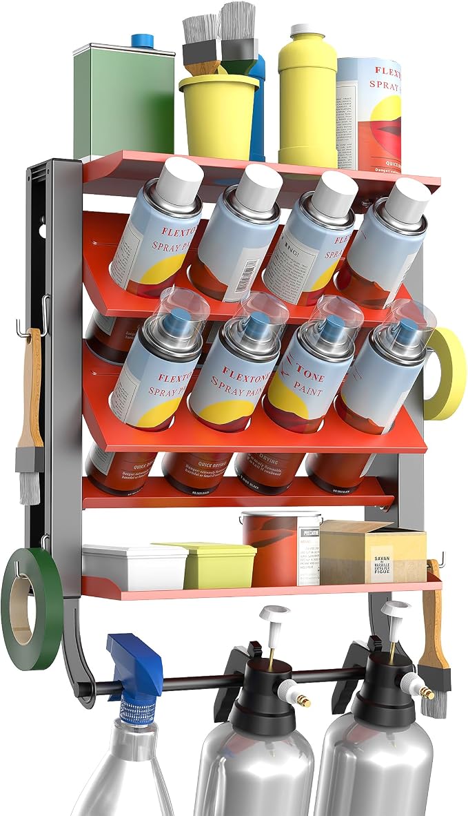 Spray Can Holder Rack, Steel Wall Mounted Spray Bottle Holder | Heavy Duty Garage Tool Utility Storage Rack, Holds 100 lbs
