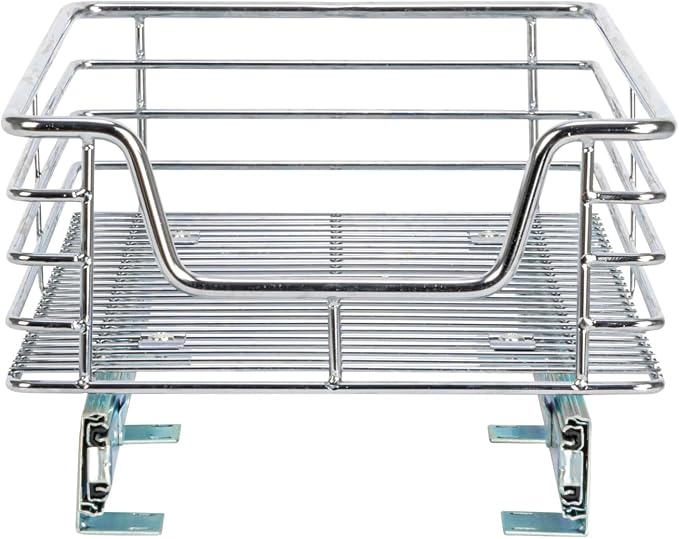 Household Essentials Chrome-Plated Steel Pull-Out Organizer with Artisanal Basket Detailing