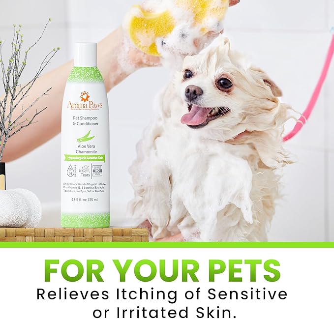 Dog Shampoo and Conditioner - Tearless Dog Shampoo for Cleansing, Grooming, and Conditioning Sensitive Skin - Moisturizing Shampoo for Dogs and Puppies - Fragrance-Free 13.5 oz