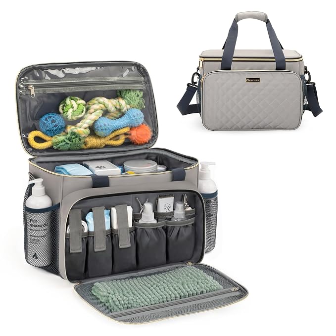 Modoker Dog Grooming Vacuum Bag, Pet Grooming Kit Organizer Bag, Gray