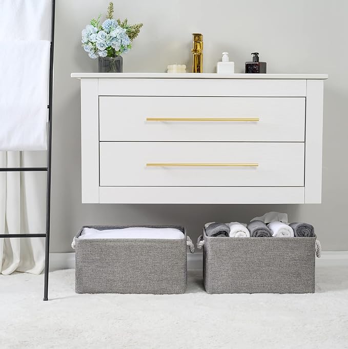 Large Storage Bins Basket, 2 Pack Grey Fabric Storage Cubes for Changing Table Nursery Livingroom Kidsroom Playroom Toy, Collapsible Storage Baskets for organizing Shelves Closet