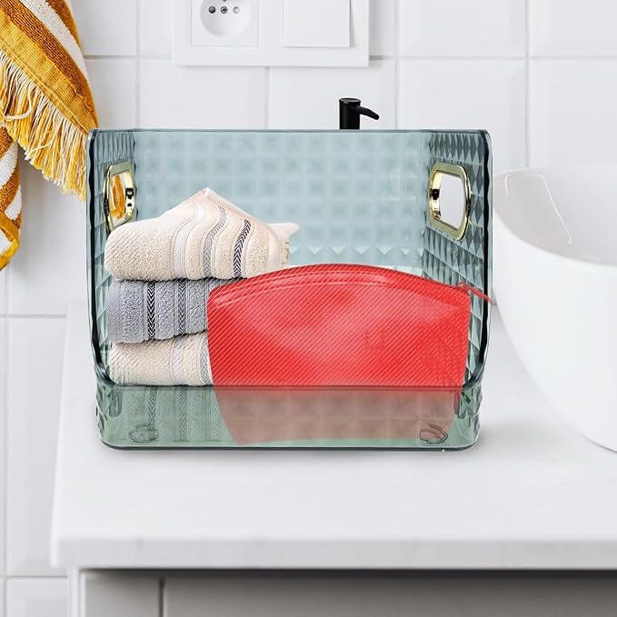 Portable Desktop Storage Box for Small Items and Makeup Organizer with Smooth Polishing, Sturdy Pet+abs Material, for Bedrooms and Bathrooms, Easy to Use Storage Case