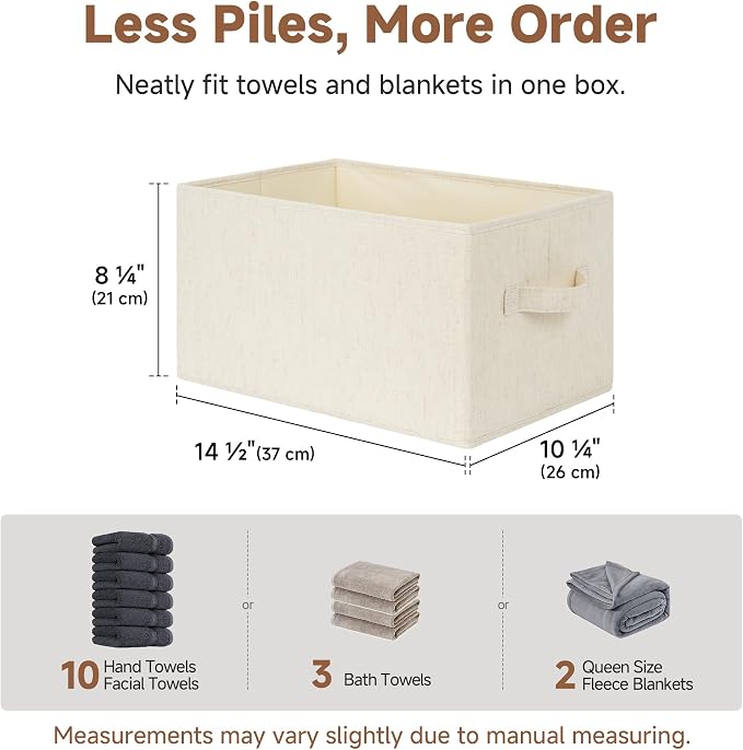 StorageWorks Closet Storage Bins, Beige (NaturWeave Fabric), Large, 3-Pack | Storage Baskets for Shelves, Fabric Closet Organization and Storage Basket, Organizer Bins for Clothes